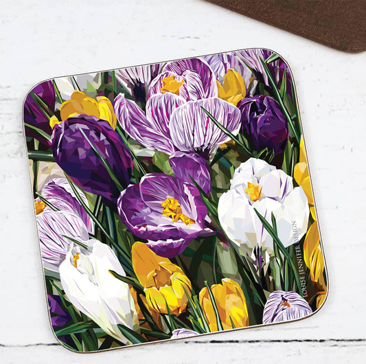 CROCUS hardwood coaster