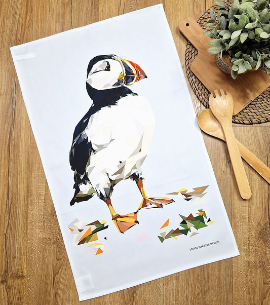 ATLANTIC PUFFIN cotton tea towel - 50% OFF APPLIED AT CHECKOUT