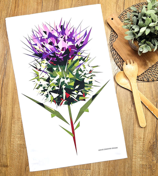 SPEAR THISTLE cotton tea towel