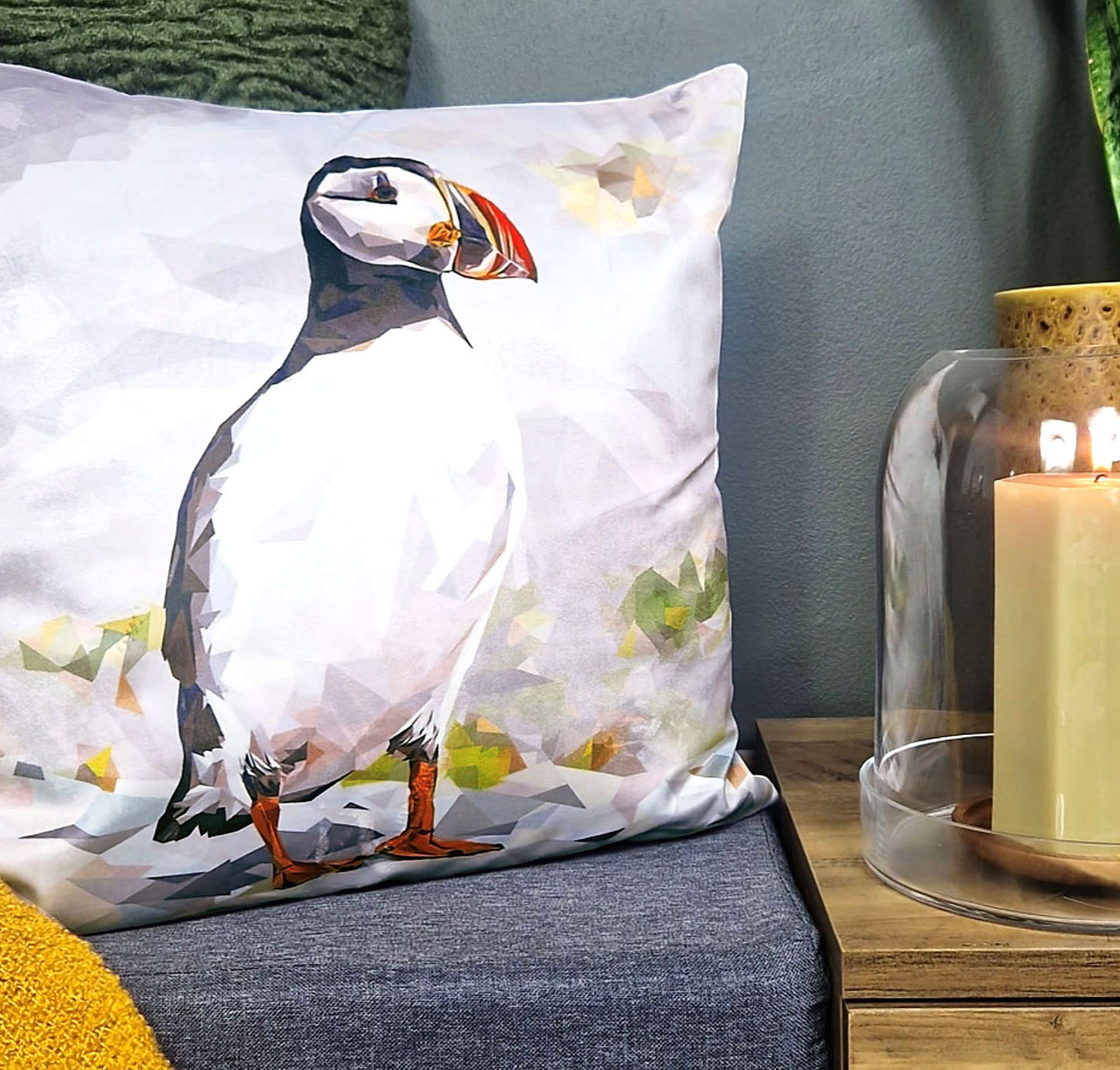 ATLANTIC PUFFIN velvet cushion