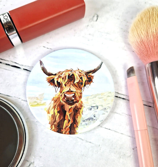 HIGHLAND COW pocket mirror