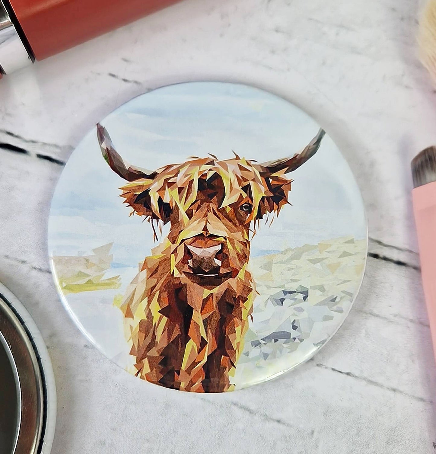 HIGHLAND COW pocket mirror