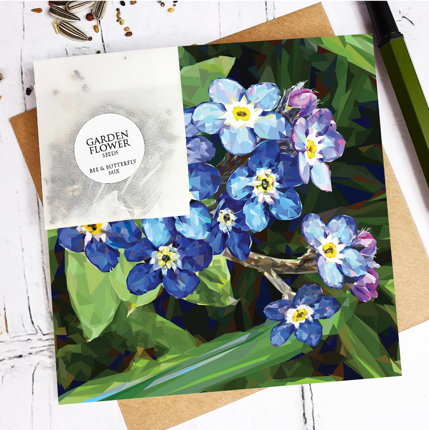 FORGET-ME-NOT seed greeting card