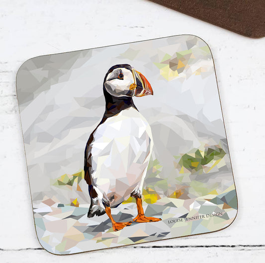 ATLANTIC PUFFIN hardwood coaster